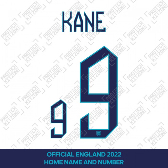 Kane 9 - Official England 2022 Home Name and Numbering 