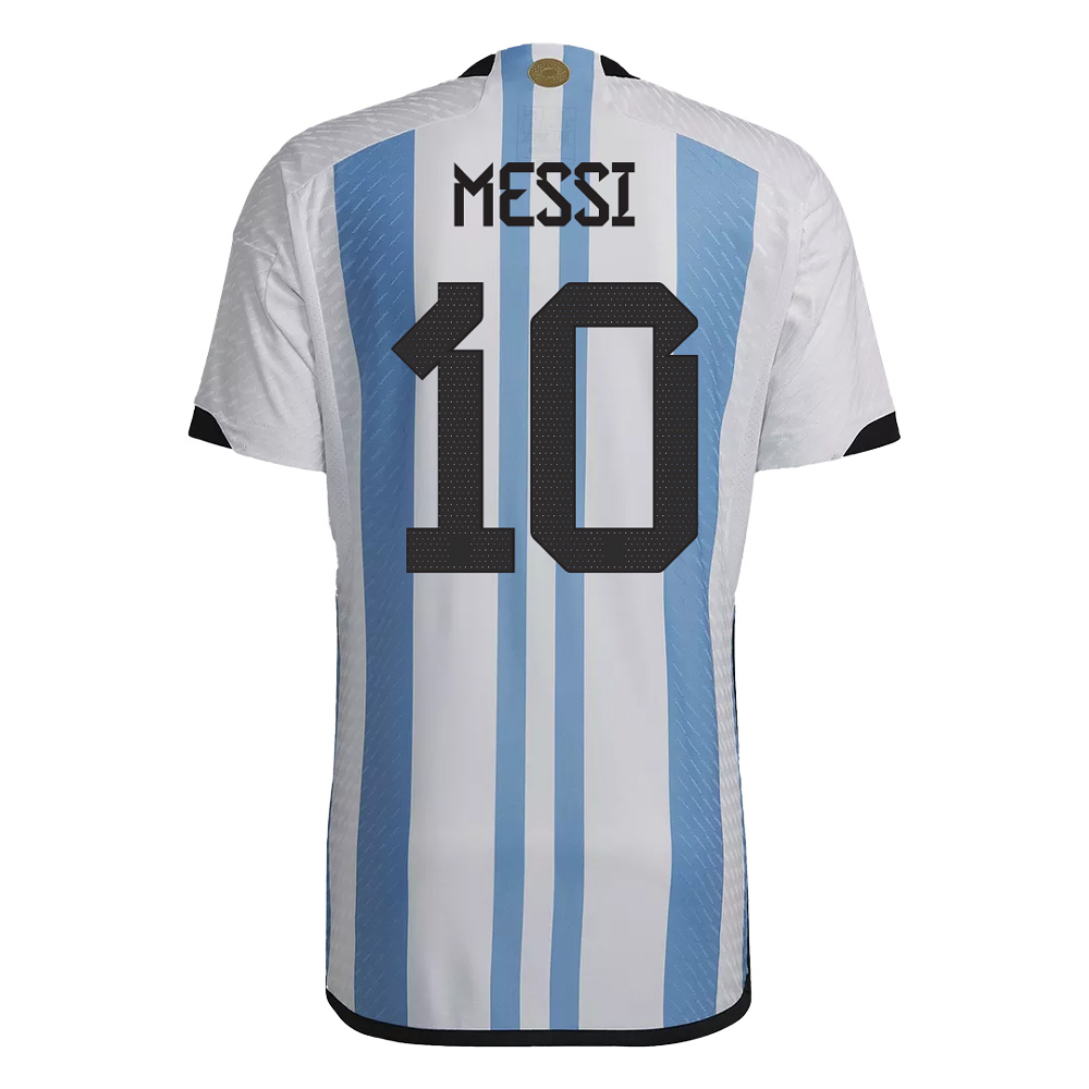 Adidas Argentina Lionel Messi Three Star Home Jersey w/ World Cup Champion Patch 22/23 (White/Light Blue) Size XXL