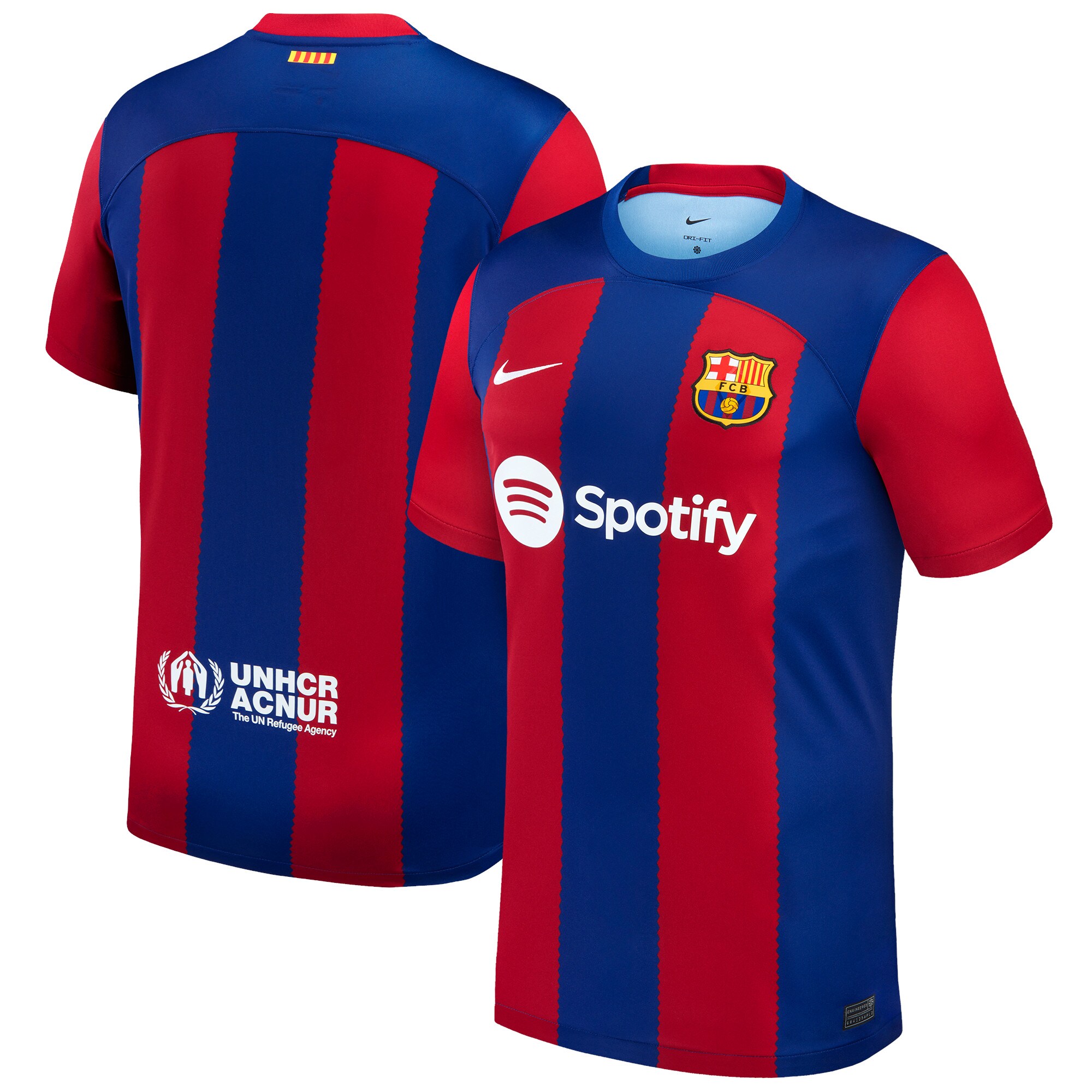 Nike Barcelona Raphinha Home Jersey 23/24 w/ La Liga Champions Patches (Noble Red/Loyal Blue) Size S