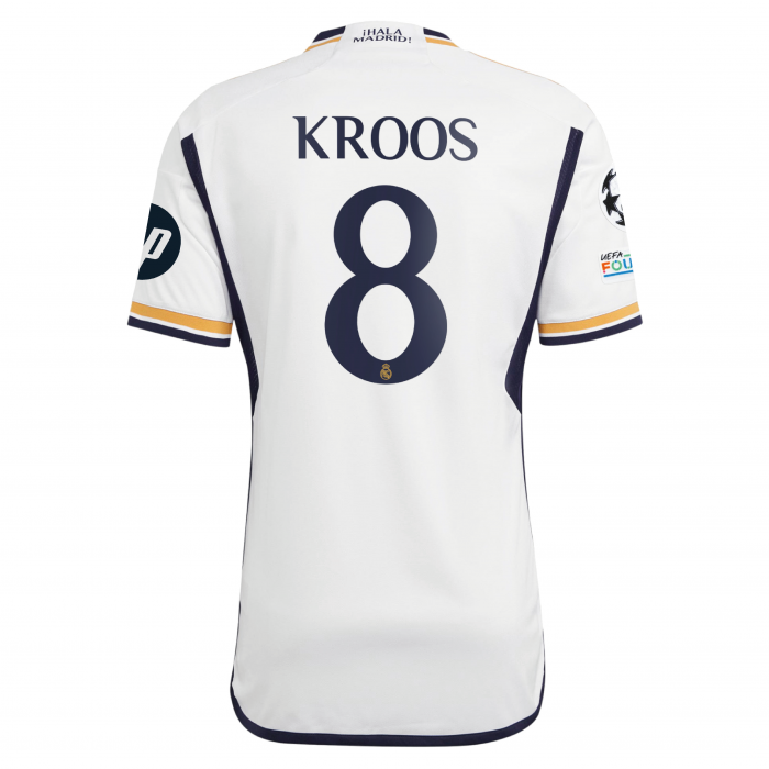 Real Madrid 2023/24 Home Shirt With Kroos 8 + UCL Starball 14 + HP + Final London 2024 MDT