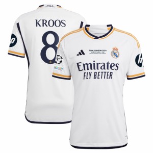 Real Madrid 2023/24 Home Shirt With Kroos 8 + UCL Starball 14 + HP + Final London 2024 MDT