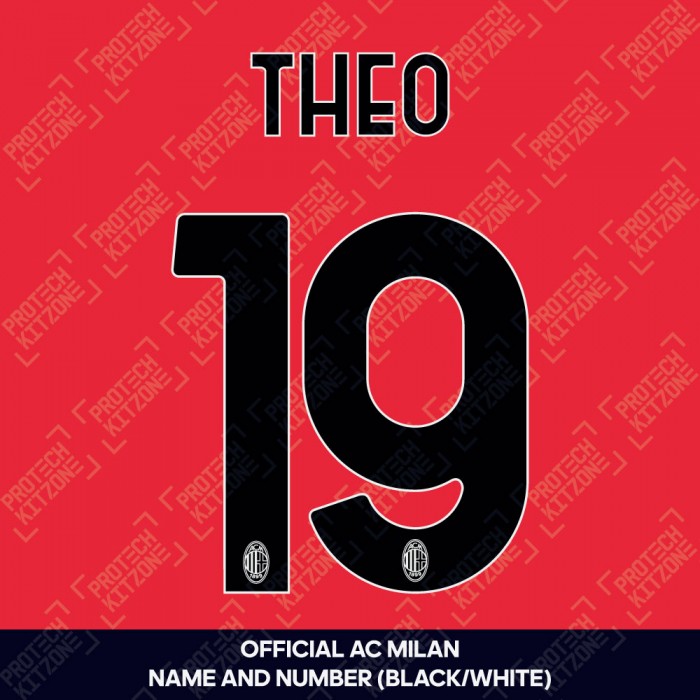 Theo 19 (Official AC Milan 2023/24 Home Club Name and Numbering)