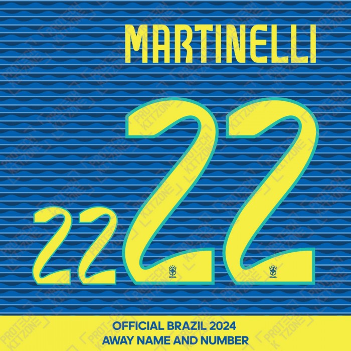 Martinelli 22 - Official Brazil 2024 Away Name and Numbering 