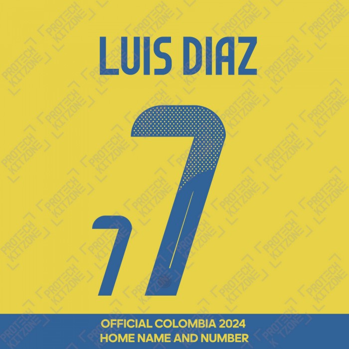 Luis Díaz 7 - Official Colombia 2024 Home Name and Numbering 