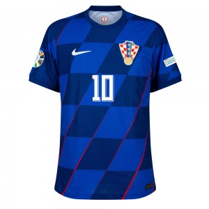 [Player Edition] Croatia 2024 Dri-Fit Adv. Away Shirt With Modrić 10 and Euro 2024 Patches 