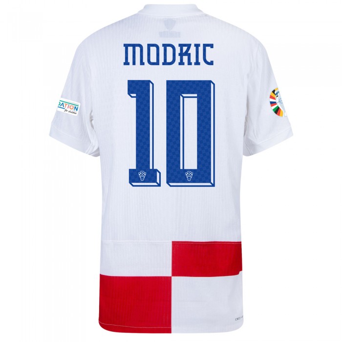 [Player Edition] Croatia 2024 Dri-Fit Adv. Home Shirt With Modrić 10 and Euro 2024 Patches 