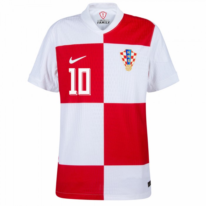 [Player Edition] Croatia 2024 Dri-Fit Adv. Home Shirt With Modrić 10 and Euro 2024 Patches 