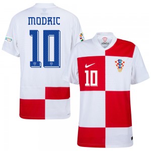 [Player Edition] Croatia 2024 Dri-Fit Adv. Home Shirt With Modrić 10 and Euro 2024 Patches 