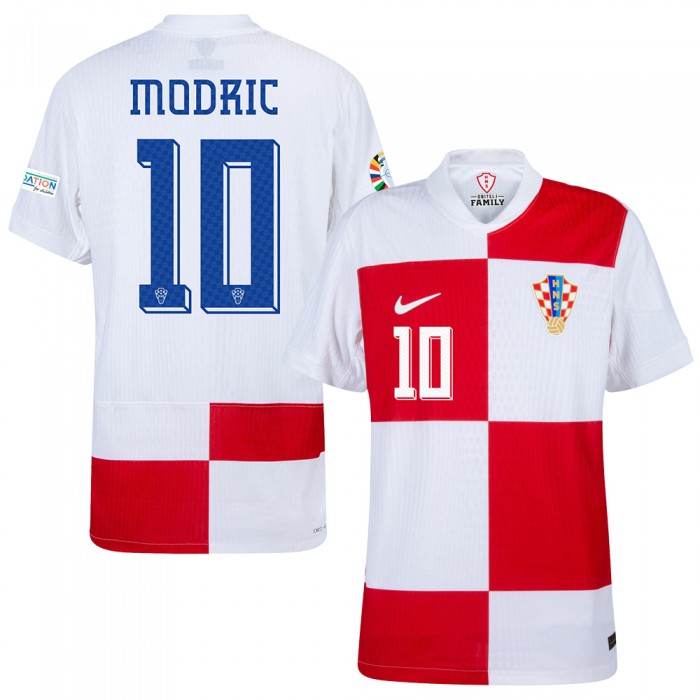 [Player Edition] Croatia 2024 Dri-Fit Adv. Home Shirt With Modrić 10 and Euro 2024 Patches 