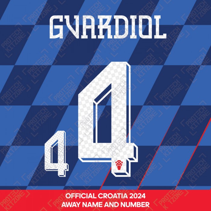 Gvardiol 4 (Official Croatia 2024 Away Name and Numbering)