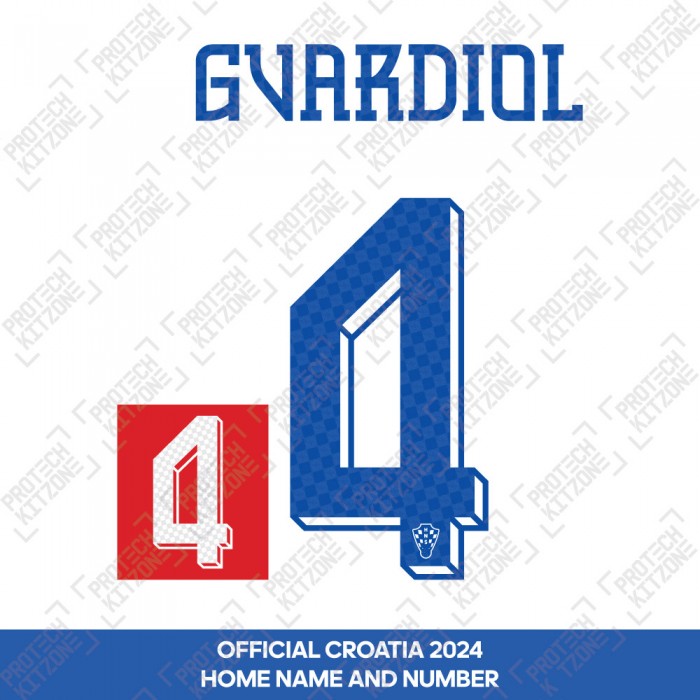 Gvardiol 4 (Official Croatia 2024 Home Name and Numbering)