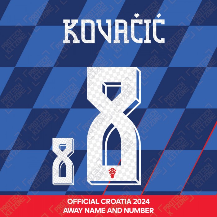 Kovačić 8 (Official Croatia 2024 Away Name and Numbering)