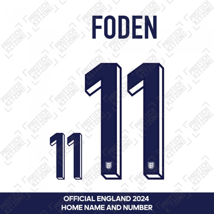 Foden 11 - Official England 2024 Home Name and Numbering