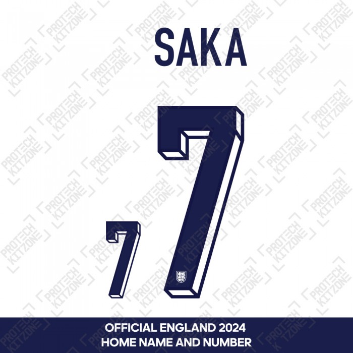 Saka 7 - Official England 2024 Home Name and Numbering