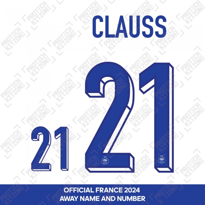 Clauss 21 - Official France 2024 Away Name and Numbering