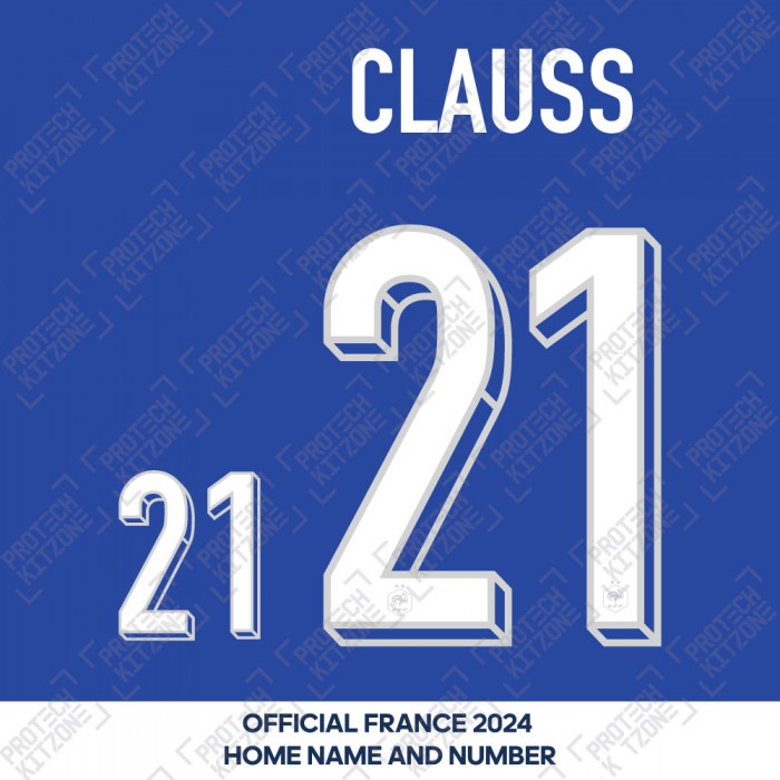 Clauss 21 - Official France 2024 Home Name and Numbering