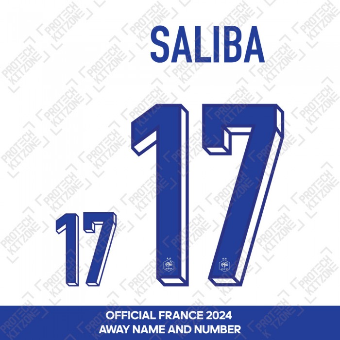 Saliba 17 - Official France 2024 Away Name and Numbering