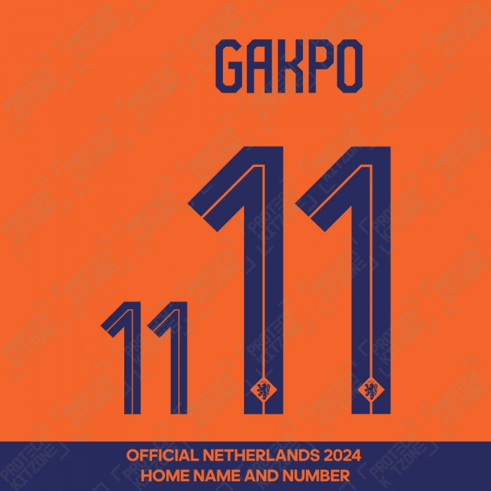 Gakpo 11 - Official Netherlands 2024 Home Name and Numbering 