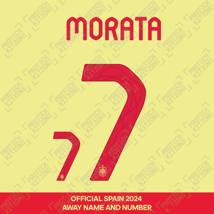 Morata 7 - Official Spain 2024 Away Name and Numbering 