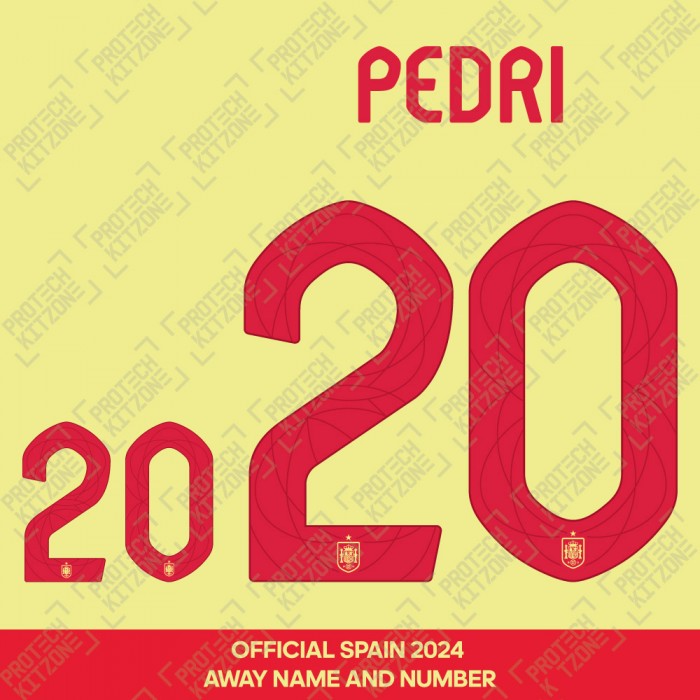 Pedri 20 - Official Spain 2024 Away Name and Numbering 