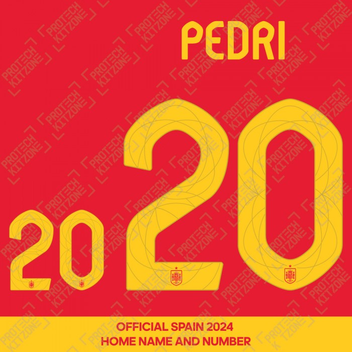 Pedri 20 - Official Spain 2024 Home Name and Numbering 