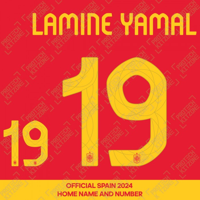 Lamine Yamal 19 - Official Spain 2024 Home Name and Numbering 