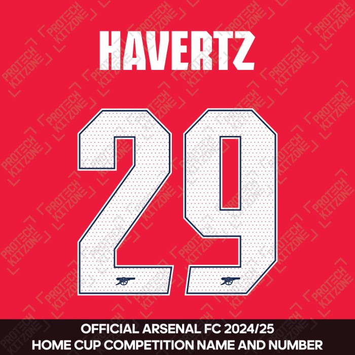 Havertz 29 - Official Arsenal 2024/25 Home Club Name and Numbering