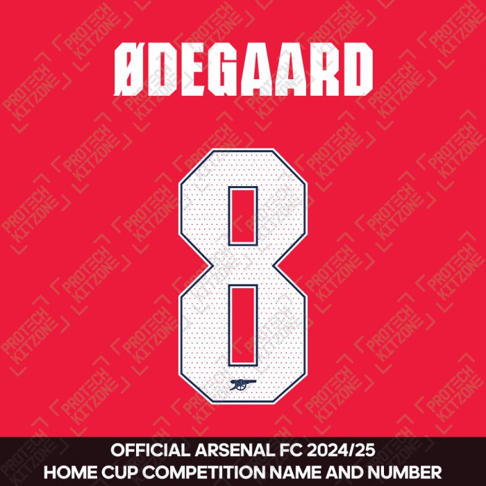 Ødegaard 8 - Official Arsenal 2024/25 Home Club Name and Numbering