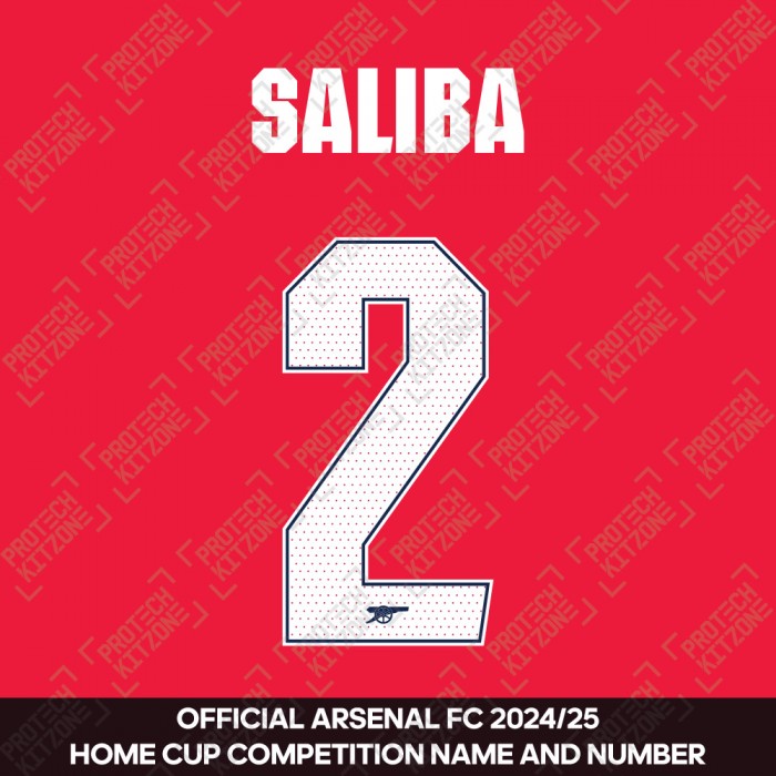 Saliba 2 - Official Arsenal 2024/25 Home Club Name and Numbering