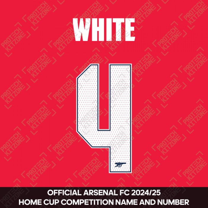 White 4 - Official Arsenal 2024/25 Home Club Name and Numbering