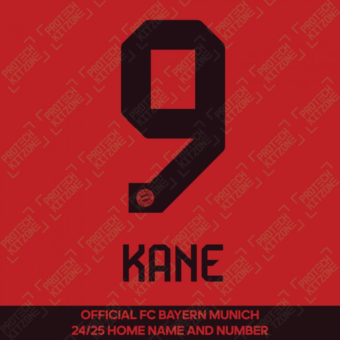 Kane 9 - Official Bayern Munich 2024/25 Home Name and Numbering