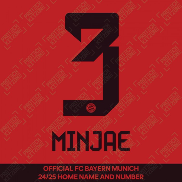 Minjae 3 - Official Bayern Munich 2024/25 Home Name and Numbering
