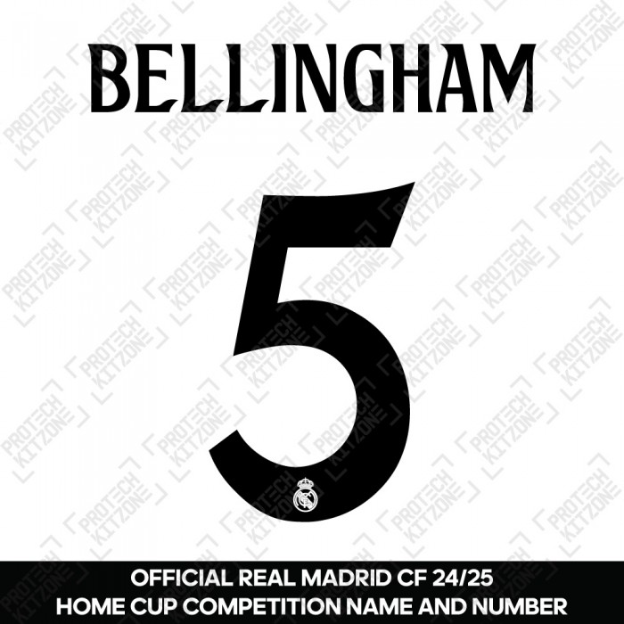 Bellingham 5 (Official Real Madrid CF 2024/25 Home Cup Competition Name and Numbering) 