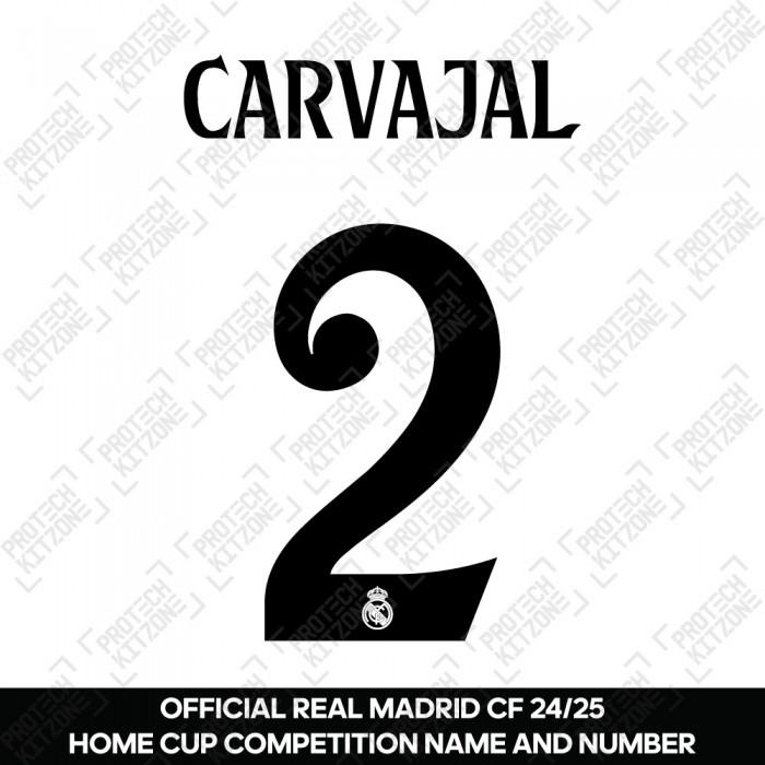 Carvajal 2 (Official Real Madrid CF 2024/25 Home Cup Competition Name and Numbering) 
