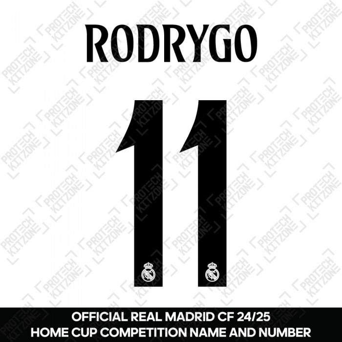 Rodrygo 11 (Official Real Madrid CF 2024/25 Home Cup Competition Name and Numbering) 