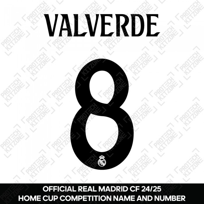 Valverde 8 (Official Real Madrid CF 2024/25 Home Cup Competition Name and Numbering) 