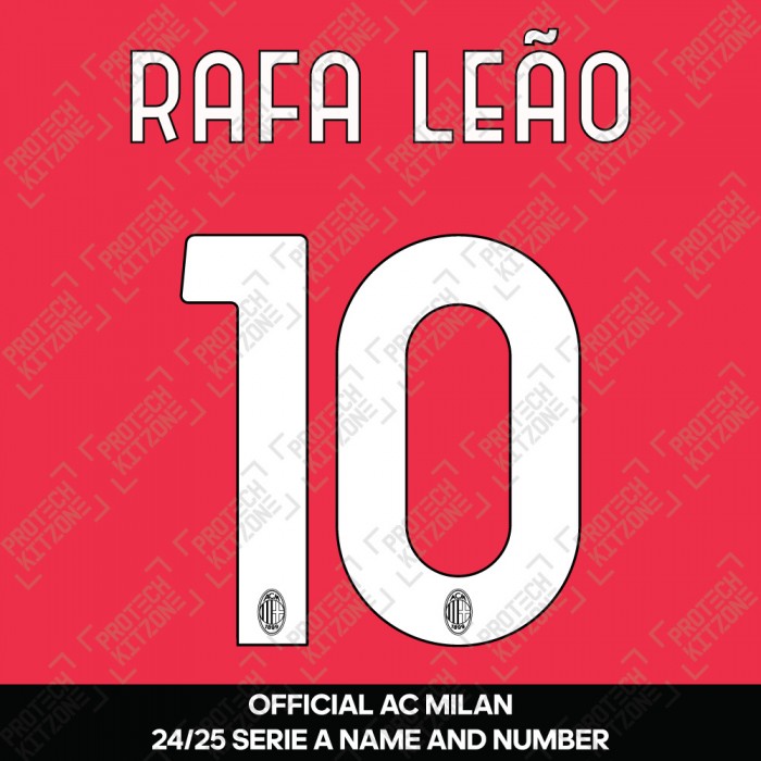 Rafa Leão 10 (Official AC Milan 2024/25 Home Club Name and Numbering)