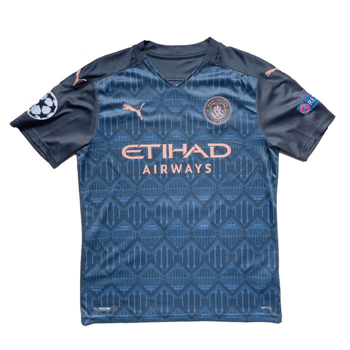 [Excellent 9/10] Manchester City 2020/21 Away Shirt With De Bruyne #17 (UEFA CL Full Set Version) - Size M 