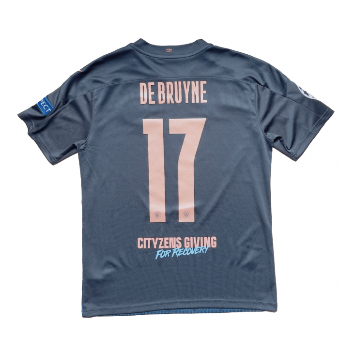 [Excellent 9/10] Manchester City 2020/21 Away Shirt With De Bruyne #17 (UEFA CL Full Set Version) - Size M 