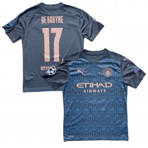 [Excellent 9/10] Manchester City 2020/21 Away Shirt With De Bruyne #17 (UEFA CL Full Set Version) - Size M 