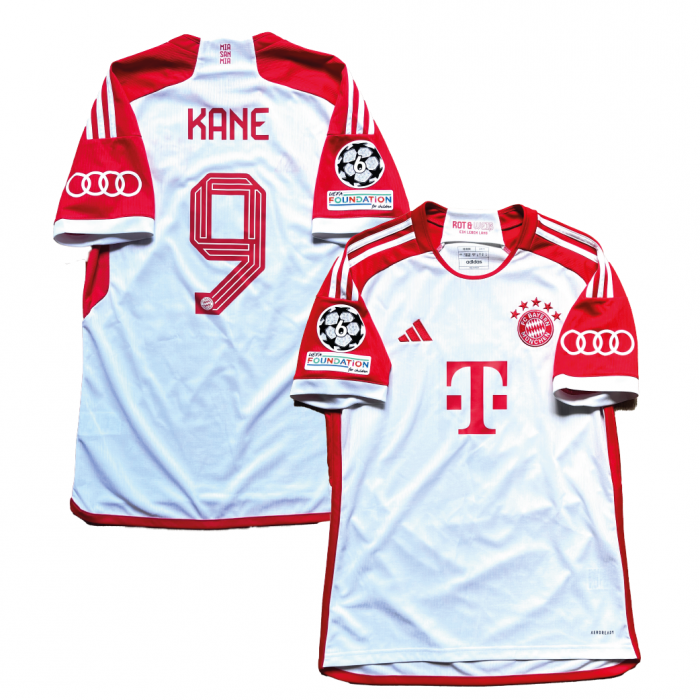 [Excellent 9/10] Bayern Munich 2023/24 Home Shirt With Kane #9 (UEFA CL Full Set Version) - Size Asia L